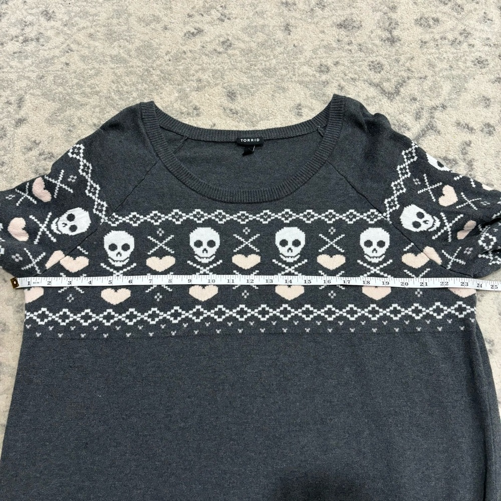 Torrid Skull Fair Isle Crew Neck Sweater Pullover Size 1X Comfy Casual Size 1X - Picture 10 of 14